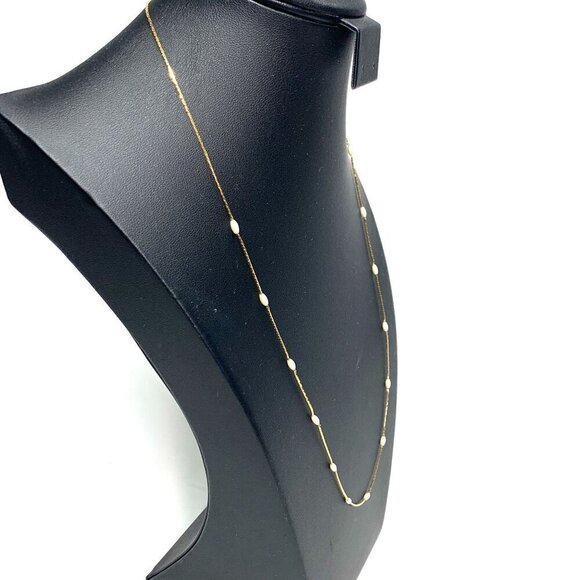 Napier Cocoon Link Chain Faux Pearl Station Necklace Gold Tone Opera Length 22" - Picture 6 of 7